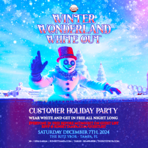 Winter Wonderland White Out Sunset Saturday edm concert tickets Tampa Ybor City Free Holiday Party Customer Appreciation Show