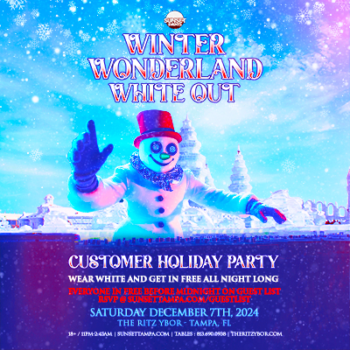 Winter Wonderland White Out Sunset Saturday edm concert tickets Tampa Ybor City Free Holiday Party Customer Appreciation Show