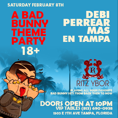 Bad Bunny Latin trap reggaeton music dance party theme ticket concert live Tampa Ybor City