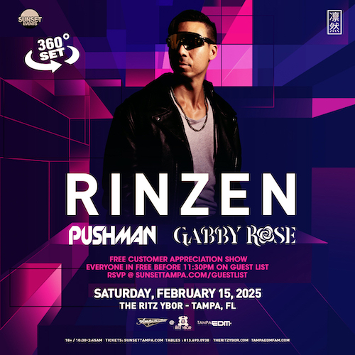 Rinzen dj 360 boiler house edm concert tickets Tampa Ybor City free