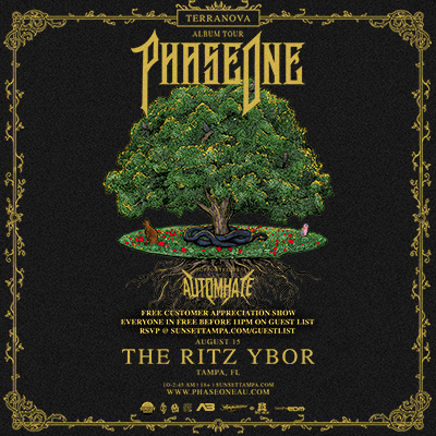 PhaseOne Automhate Terranova Album Tour edm dj concert show tickets free customer appreciation show guestlist Tampa Ybor City
